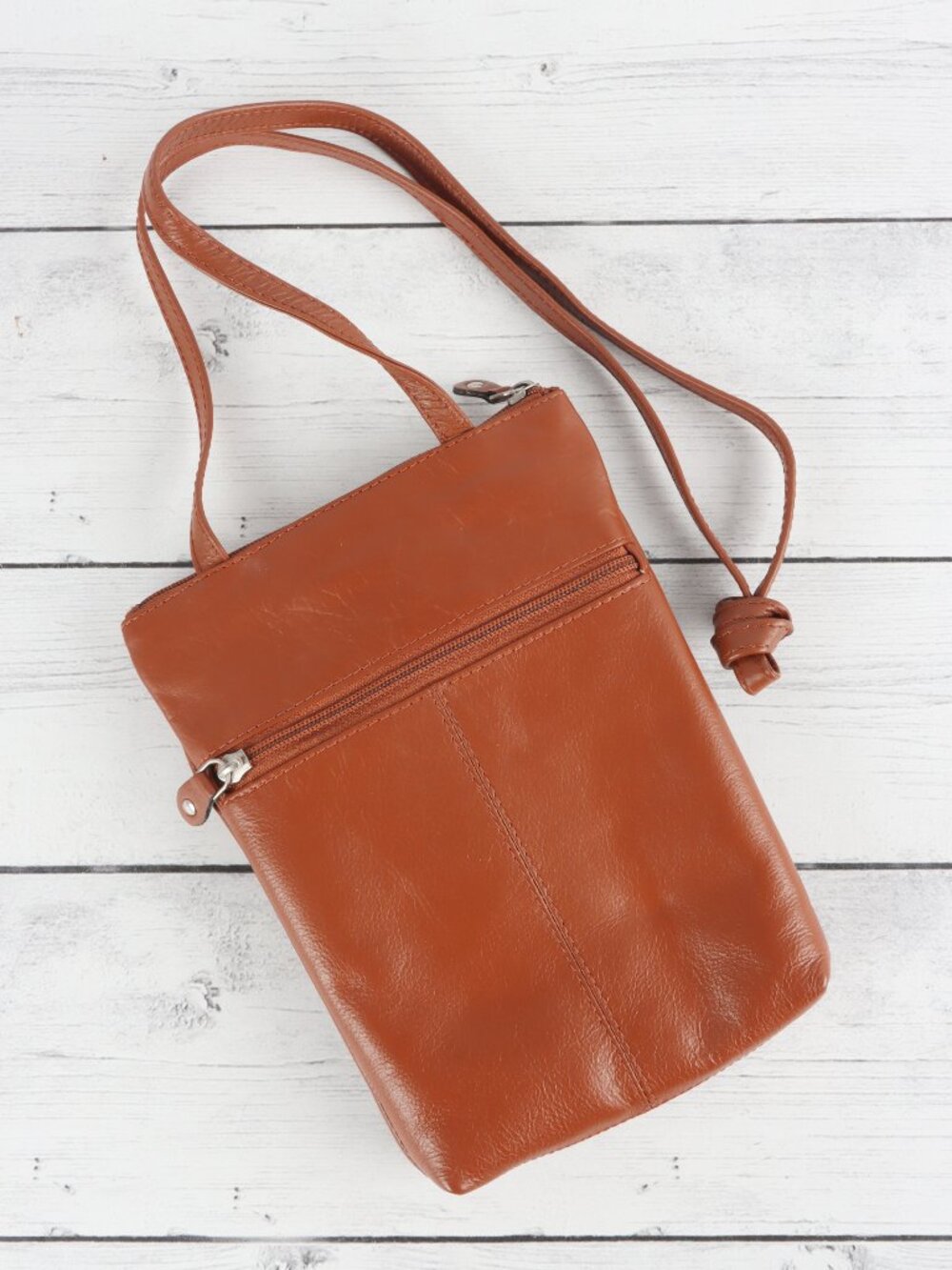 Steeltime Unisex Super Soft Genuine Leather Crossbody Bag - Tan Brown - Picture 2 of 7